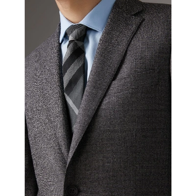 Shop Burberry Modern Cut Check Silk Twill Tie In Charcoal Check