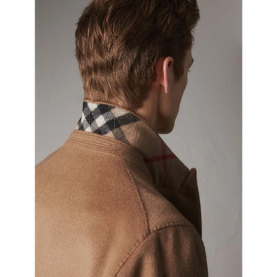 Shop Burberry Double-breasted Extra-long Wool Cashmere Coat In Camel