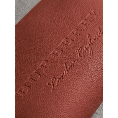 Shop Burberry Large Embossed Leather Zip Pouch In Chestnut Brown
