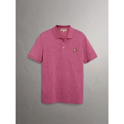 Shop Burberry Cotton Piqué Polo Shirt In Pink Azalea