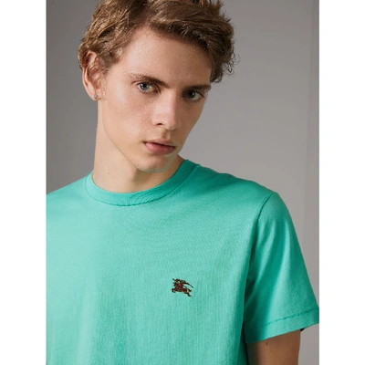 Shop Burberry Cotton Jersey T-shirt In Turquoise