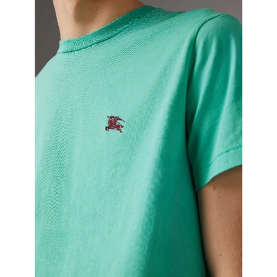 Shop Burberry Cotton Jersey T-shirt In Turquoise