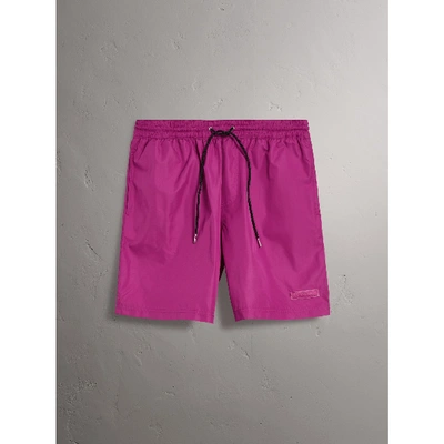 Shop Burberry Drawcord Swim Shorts In Bright Fuchsia