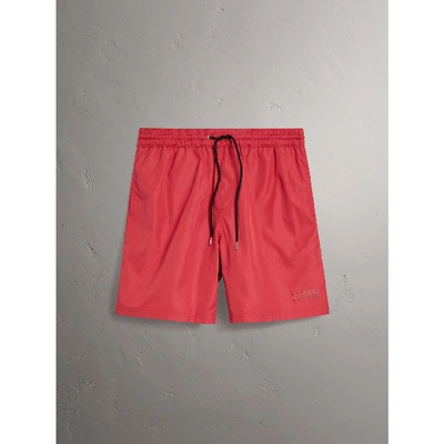 Shop Burberry Drawcord Swim Shorts In Parade Red