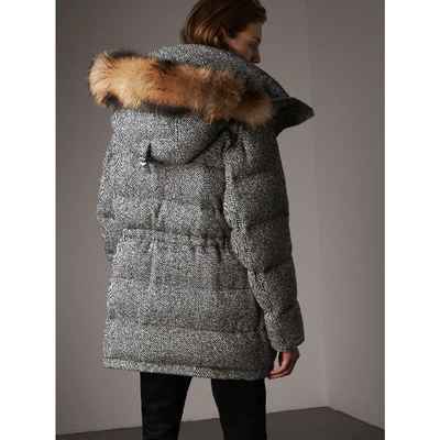 Burberry Detachable Fur Trim Hooded Down-filled Cashmere Parka In Grey |  ModeSens