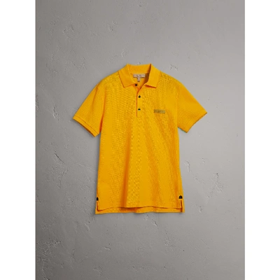 Shop Burberry Cotton Piqué Polo Shirt In Bright Yellow