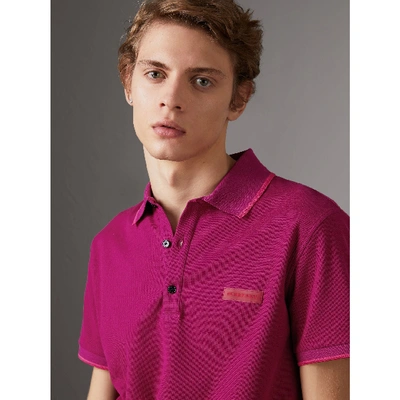 Shop Burberry Cotton Piqué Polo Shirt In Bright Fuchsia