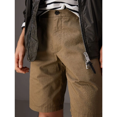 Shop Burberry Cotton Twill Chino Shorts In Olive Green