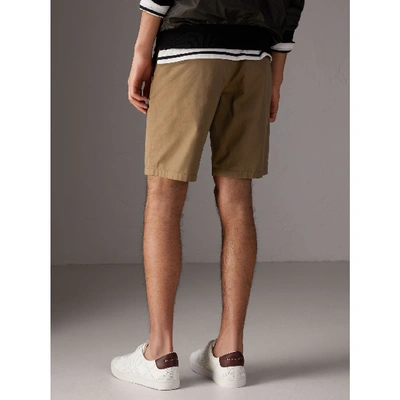 Shop Burberry Cotton Twill Chino Shorts In Olive Green
