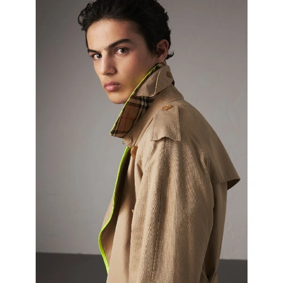 Shop Burberry Tape Detail Cotton Gabardine Trench Coat In Honey