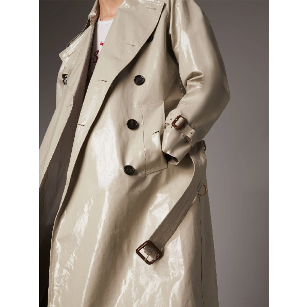 Burberry laminated trench coat deals