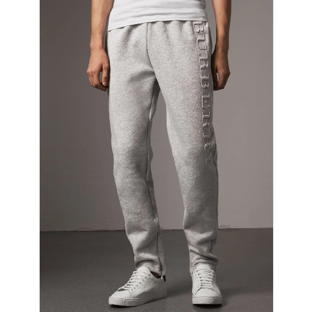 Burberry Embroidered Jersey Sweatpants In Grey ModeSens GB