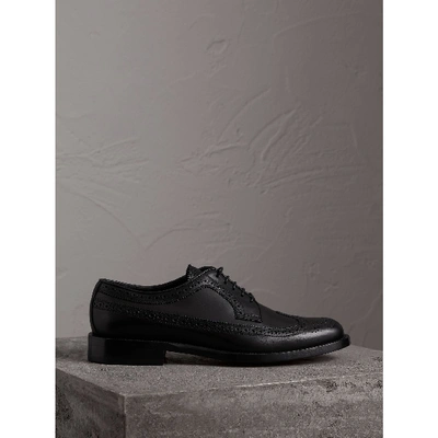 Shop Burberry Leather Derby Brogues In Black