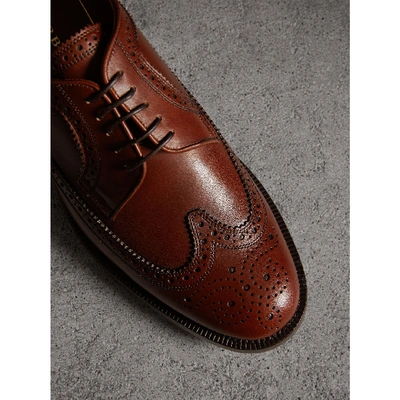 Shop Burberry Leather Derby Brogues In Chestnut