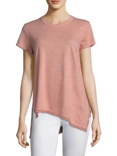 Shop Wilt Lace Trim Slub Knit Tee In Coral Pink