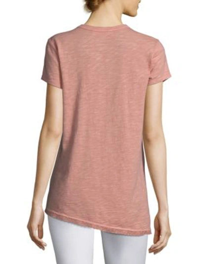 Shop Wilt Lace Trim Slub Knit Tee In Coral Pink