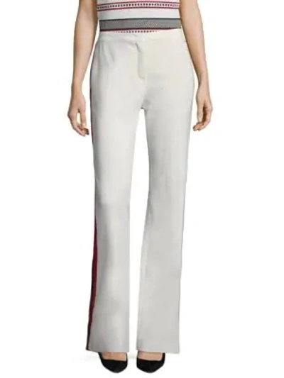 Shop Escada Tschena Side Striped Wide-leg Pants In Off White