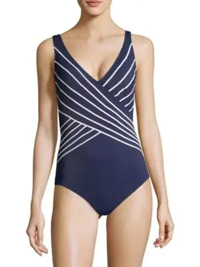 Shop Gottex Swim Embrace One-piece Swimsuit In Navy White