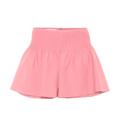 Shop Valentino Wool And Silk Crêpe Shorts In Pink