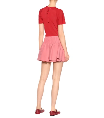 Shop Valentino Wool And Silk Crêpe Shorts In Pink