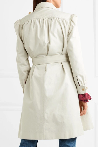 Shop Balenciaga Pulled Feminin Ruched Cotton-canvas Coat In Gray