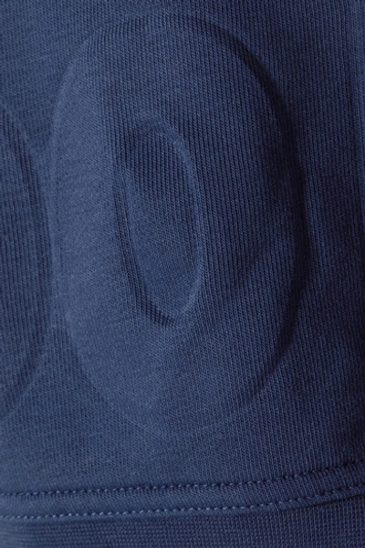 Shop Nike Pro Versa Cropped Embossed Jersey Sweatshirt In Navy