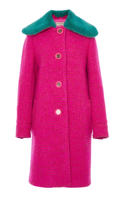 Shop Emilio Pucci Mink Fur Collar Coat In Pink