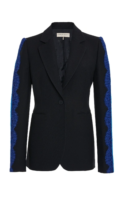 Shop Emilio Pucci Lace Stripe Blazer In Black