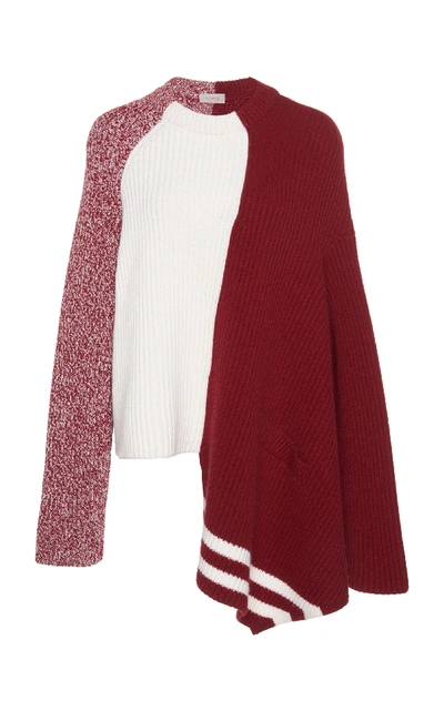 Shop Mrz Colorblock Asymmetric Sweater In Red