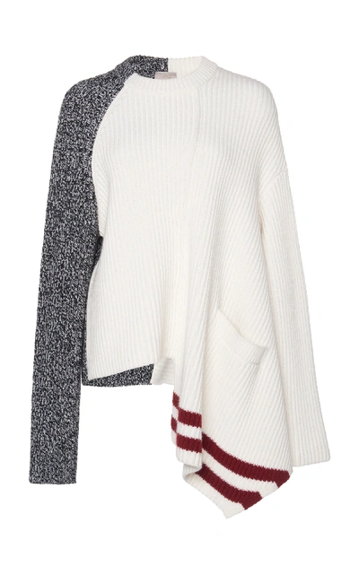 Shop Mrz Colorblock Asymmetric Sweater In White