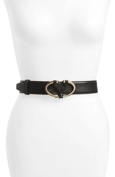 Shop Valentino Garavani V Rivet Leather Belt In 0no Nero