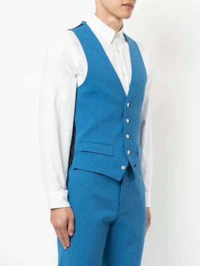 Shop Loveless Classic Fitted Waistcoat - Blue