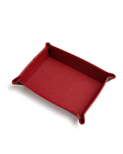 Shop Longchamp Veau Foulonne Leather Money Tray In Vermillion Red/gunmetal