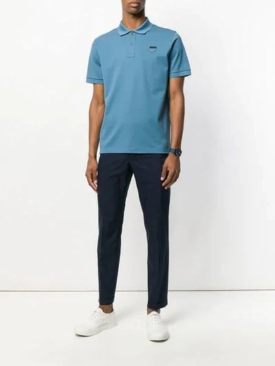 Shop Prada Classic Polo Shirt In Blue