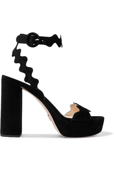 Shop Prada Suede Platform Sandals In It39.5