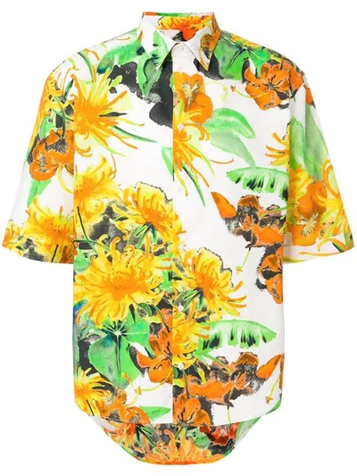 Shop Msgm Floral Print Short Sleeve Shirt In Multicolour