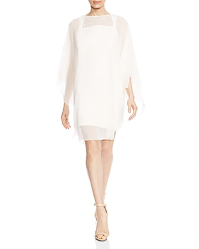 Shop Halston Heritage Embroidered Sheer Overlay Dress In Cream