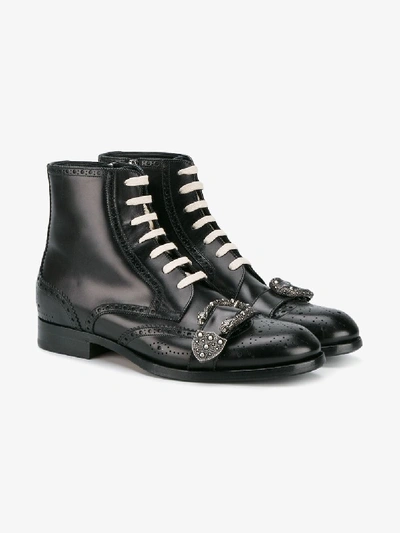 Shop Gucci Black Queercore Leather Brogue Boot