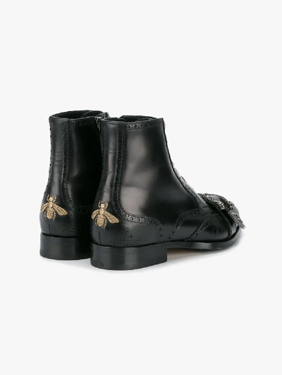 Shop Gucci Black Queercore Leather Brogue Boot