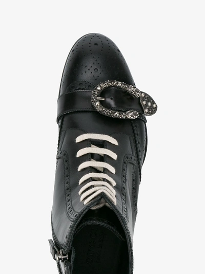 Shop Gucci Black Queercore Leather Brogue Boot