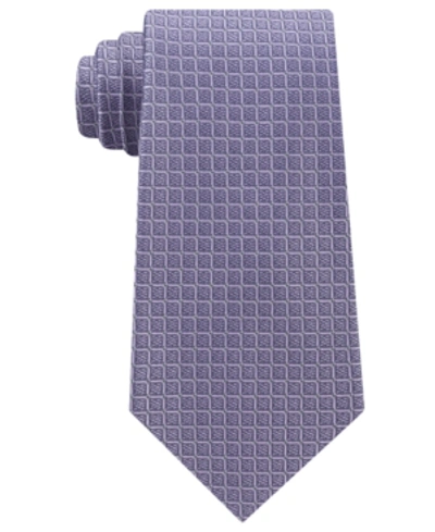 Shop Calvin Klein Men's Simple Grid Silk Tie In Lilac