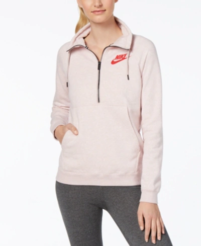 Shop Nike Sportswear Rally Half-zip Fleece Top In Particle Rose