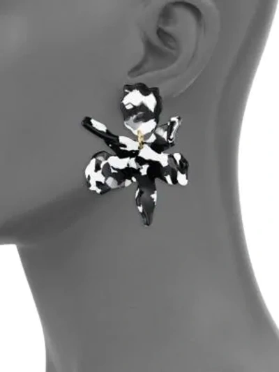 Shop Lele Sadoughi Small Paper Lily Earrings In Black Multi