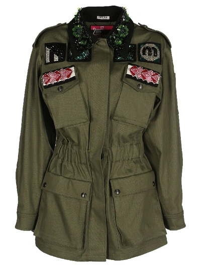 Shop Miu Miu Bead And Crystal-embellished Jacket In Military