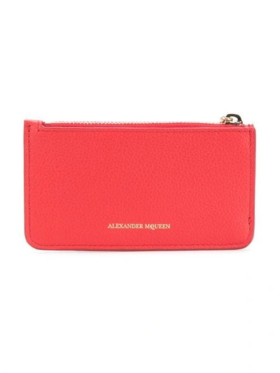 Shop Alexander Mcqueen Skull Charm Cardholder In Red