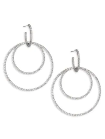 Shop Adriana Orsini Cubic Zirconia Double Hoop Earrings In Silver