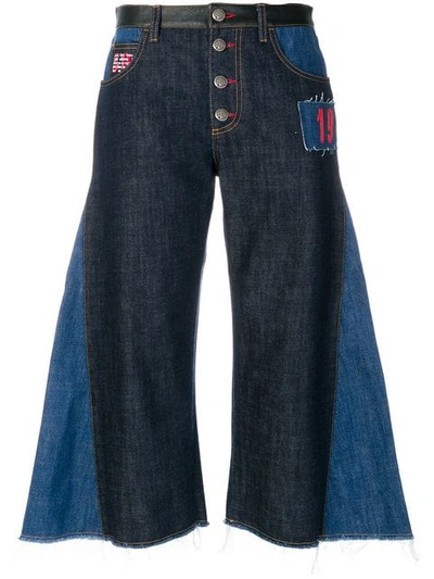 Shop Sonia Rykiel Contrast Flared Cropped Jeans In Blue