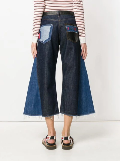 Shop Sonia Rykiel Contrast Flared Cropped Jeans In Blue
