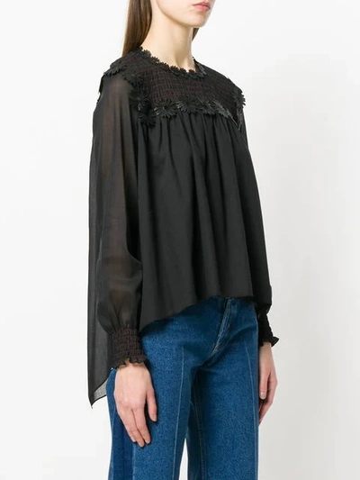 Shop Sonia Rykiel Floral-embroidered Blouse - Black