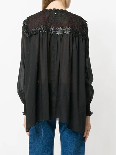 Shop Sonia Rykiel Floral-embroidered Blouse - Black